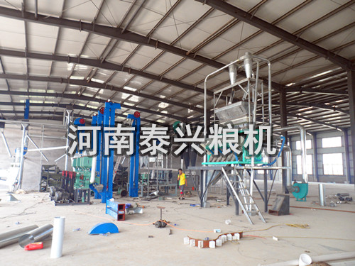 河北30噸級小米加工設備安裝現場